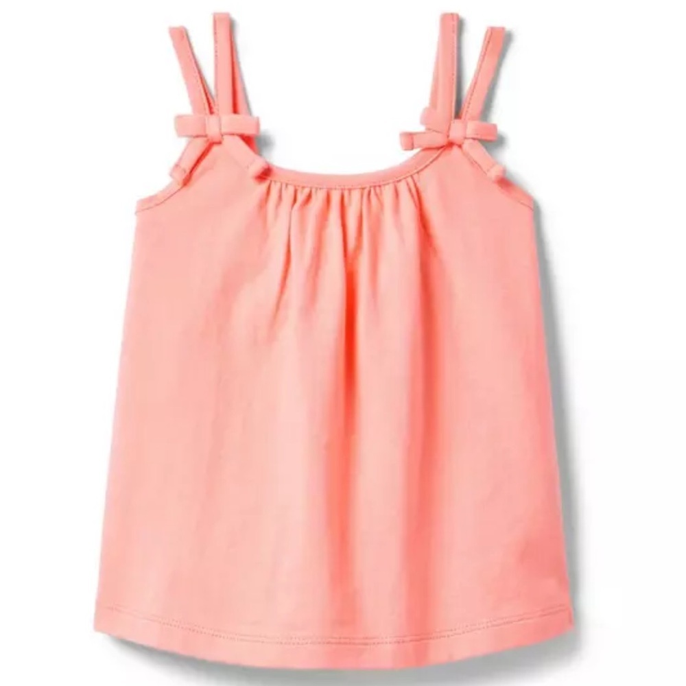 Janie and Jack Double Bow Strap Sleeveless Top Peach Nectar Sz 12-18 months